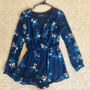 Nordstrom blue floral long sleeve romper
